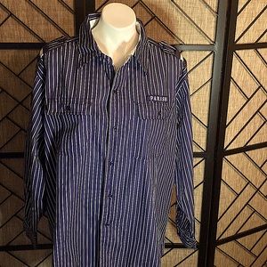 GENTLY USED PARISH 4 XL BLUE WHITE DRESS SHIRT